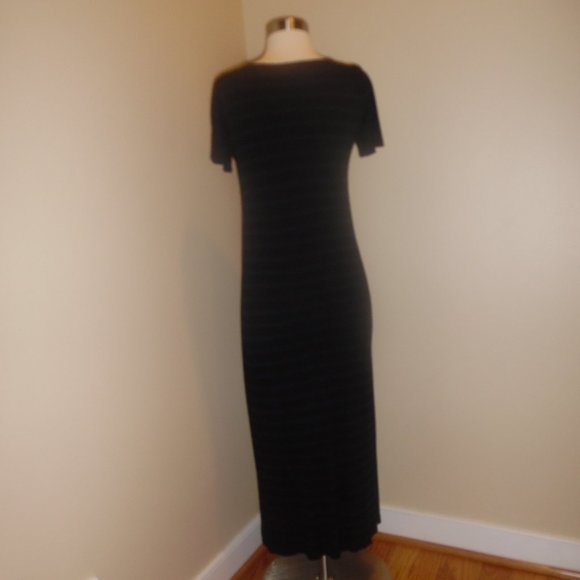 Theory Catriona Fisher Striped Black Navy Maxi T-shirt Casual Long Dress Medium - Picture 5 of 9